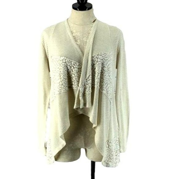 RXB Women's‎ Lace Cream Color Cross Over Drape Cardigan Small - Picture 1 of 6